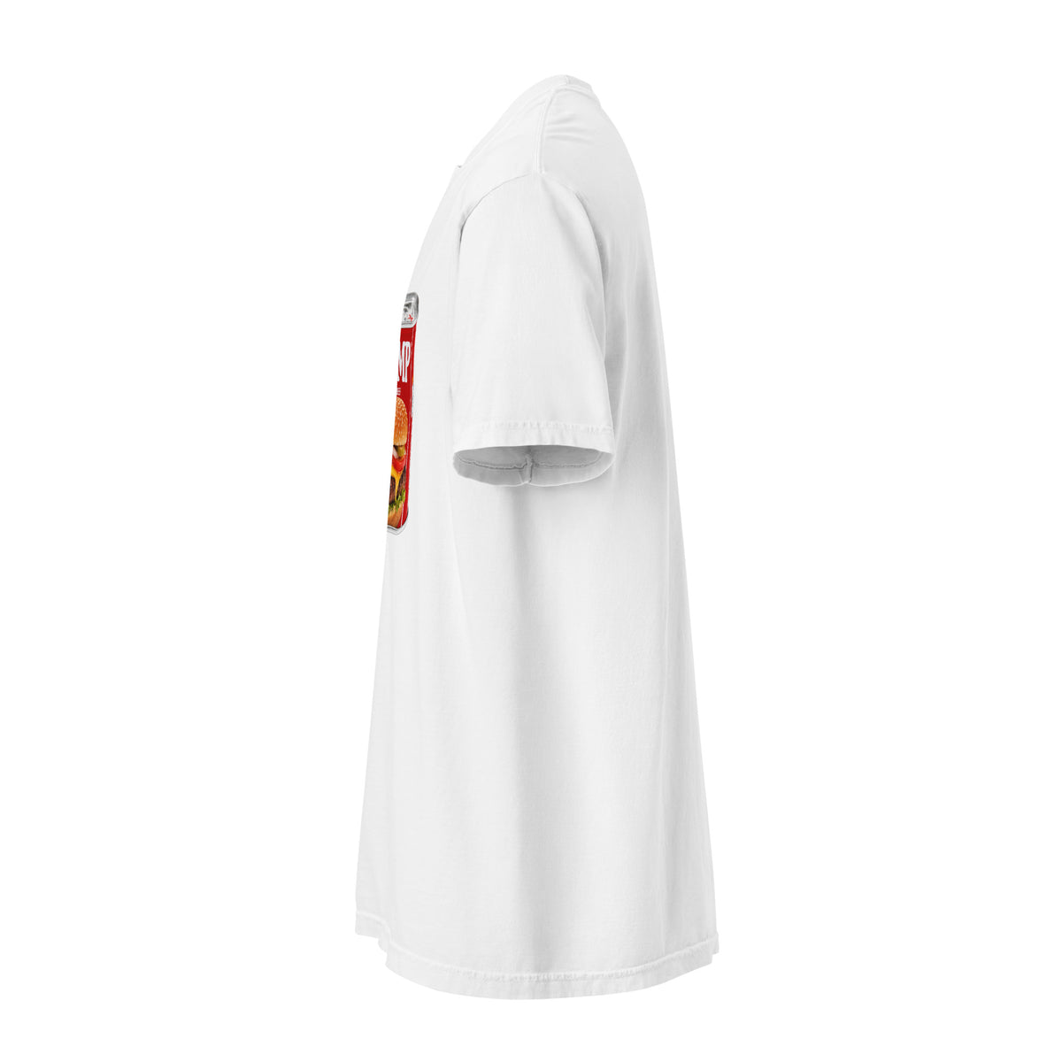 Foreign Mystery Beef white heavyweight T-shirt, left-side view