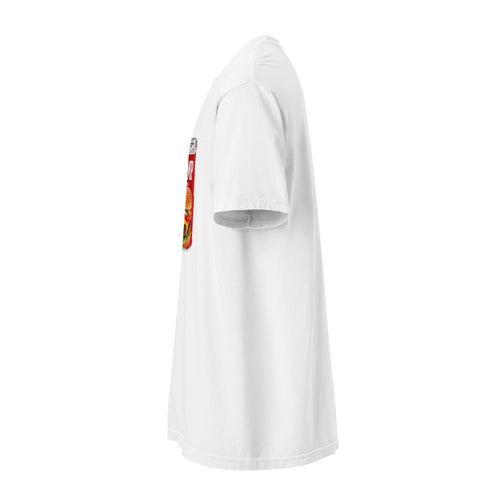 Foreign Mystery Beef white heavyweight T-shirt, left-side view