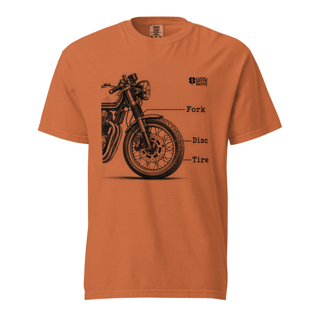 Fork, Disc, Tire heavyweight T-shirt, front view